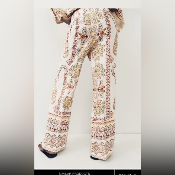 Zara printed linen blend pants - Picture 3 of 7